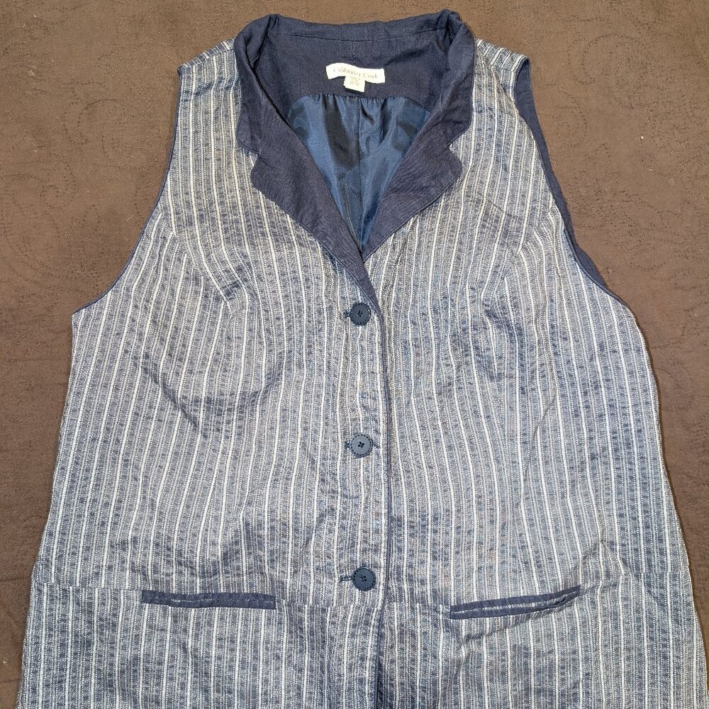 Coldwater Creek fully lined, linen blend, navy vest 18W